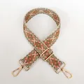 Detail of colorful geometric jacquard bag strap with gold metal hooks and adjuster - No.7 + Gold Hook