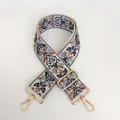 Detail of vintage floral jacquard wide strap with golden metal swivel hooks and buckle - No. 4 (No. 4 + Gold Hook)