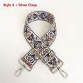 Detail of blue and orange jacquard woven bag strap with silver metal swivel hooks - No. 4 (No. 4 + Silver Hook)