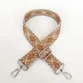 Detail view of ethnic geometric jacquard bag strap No.7 with durable silver metal hook - No.7 + Silver Hook