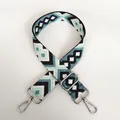 Detail view of woven canvas bag strap with geometric jacquard pattern and silver metal hooks - Pattern Style 2 (Silver Hook)