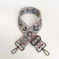 Detail view of retro jacquard woven bag strap with gunmetal swivel hooks and adjustable buckle - No. 4 (No. 4 + Gunmetal Hook)
