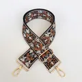 Vintage jacquard embroidered wide bag strap with golden swivel hooks and buckles - No. 5 (No. 5 + Gold Hook)