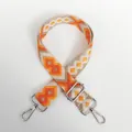Detail of colorful geometric diamond pattern canvas bag strap with silver metal buckles - Pattern Style 3 (Silver Hook)