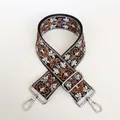 Detail of retro floral jacquard canvas bag strap with silver metal swivel hooks - No. 5 (No. 5 + Silver Hook)