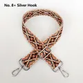 Detail view of ethnic geometric jacquard bag strap with silver metal buckle and hook - No.8 + Silver Hook