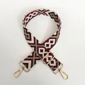 Close-up of ethnic style jacquard diamond pattern strap with golden lobster clasps - Style No.4 (Gold Hook)