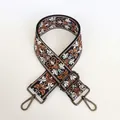 Close-up of vintage embroidery purse strap with gunmetal swivel hooks and floral patterns - No. 5 (No. 5 + Gunmetal Hook)