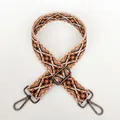 Detail of ethnic geometric patterned canvas strap with gunmetal swivel hooks and buckle - No.8 + Gunmetal Hook