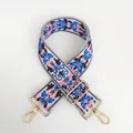 Detail of embroidered bohemian bag strap with geometric floral patterns and gold metal hooks - No. 6 (No. 6 + Gold Hook)