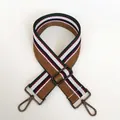 Close-up of adjustable striped woven shoulder strap with gunmetal swivel hooks - Dark Khaki + Gunmetal Hook