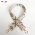 Close-up of geometric pattern jacquard bag strap with gold rotating spring hooks - Style No.6 (Gold Hook)