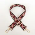 Detail view of Style 10 ethnic geometric pattern canvas shoulder strap with gold hardware - Style 10 with Gold Hook