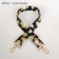 Tracolla larga regolabile con motivo leopardato e ganci dorati per borse donna - Leopardo Nero Bianco Oro + Gancio Dorato