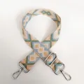 Close-up of diamond pattern jacquard canvas bag strap with adjustable silver hook - Pattern Style 6 (Silver Hook)