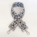 Close-up of vintage floral jacquard bag strap with silver metal swivel snap hooks - No. 7 (No. 7 + Silver Hook)