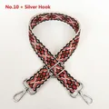 Detail of No.10 woven bag strap with red geometric pattern and silver buckles - Style 10 with Silver Hook