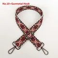Detail of red and black geometric jacquard canvas strap with gunmetal swivel hooks - Style 10 with Gunmetal Hook