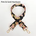Close-up of pink leopard pattern strap with high-quality gold swivel metal hooks - Pink Black Gold Leopard + Gold Hook