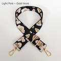 Detail of adjustable leopard print bag strap with golden metal lobster clasps - Light Pink Leopard + Gold Hook