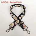 Close-up of pink leopard print replacement wide strap with gunmetal hardware hooks - Light Pink Leopard + Gunmetal Hook