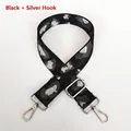 Tracolla regolabile nera con ganci argento e motivo leopardato per borse da donna - Leopardo Nero Bianco + Gancio Argentato