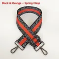 Detailsicht des schwarz-orangen gewebten Schultergurts mit gunmetal Karabinerhaken - Schwarz & Orange mit Gunmetal Haken