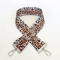 Close-up of leopard print shoulder strap with adjustable silver buckle and lobster hooks - Leopard Style 1 with Silver Hook