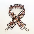 Close-up of adjustable leopard print shoulder strap with dark gray metal rotating hooks - Leopard Style 1 with Gunmetal Hook