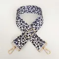 Detail of adjustable purple leopard print bag strap with polished gold metal hardware - Leopard Style 3 with Gold Hook