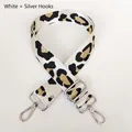 Close-up of adjustable leopard print bag strap with silver hooks and metallic gold texture - White + Silver Hook