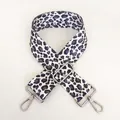 Close-up of leopard print shoulder strap with adjustable silver metal hooks and buckle - Leopard Style 3 with Silver Hook