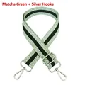 Adjustable matcha green crossbody bag strap with white polka dots and silver metal hooks - Matcha Green + Silver Hook