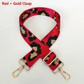Detail view of red leopard print replacement strap with adjustable gold lobster hooks - Red + Gold Hook