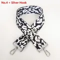 Detail of adjustable black and white leopard print strap with silver metal hooks - No.4 + Silver Hook