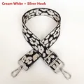 Dettaglio tracolla leopardata bianco sporco con ganci in metallo argentato per borse - Bianco Crema + Gancio Argentato