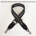Tracolla regolabile in nylon nero con motivo a spina di pesce e ganci metallici - Black Leather Trim / Nero (Gancio Canna di Fucile)
