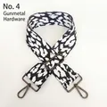 Close-up of leopard print bag strap with black hardware and adjustable metal buckle - No.4 + Gunmetal Hook