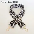 Detail of adjustable leopard print bag strap with polished golden metal swivel hooks - No.5 + Gold Hook