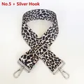Detail of adjustable leopard print bag strap featuring silver metal climbing hooks - No.5 + Silver Hook