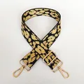 Adjustable leopard print bag strap with yellow canvas and polished gold metal hooks - Yellow + Gold Hook