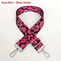 Adjustable rose red leopard print bag strap with silver metal swivel hooks - Rose Red + Silver Hook