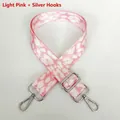 Close-up of adjustable pink leopard print bag strap with silver metal hooks - Light Pink + Silver Hook