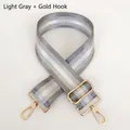 Adjustable light grey striped shoulder strap with gold metal hooks for handbags - Light Gray + Gold Hook