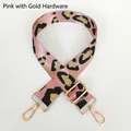 Adjustable leopard print bag strap with pink and gold accents and metal hooks - Pink + Gold Hook