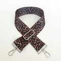 Detail of leopard print bag strap with silver metal buckle and adjustable slider hardware - No.9 + Silver Hook