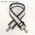 Adjustable dark grey striped strap with gunmetal hooks for backpacks and handbags - Dark Gray + Gunmetal Hook