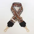Detail of leopard print bag strap with golden lobster clasps and black leather accents - Gold / Classic Yellow Leopard (1号)