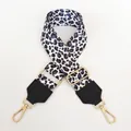 Close-up of 5cm wide leopard print bag strap with golden hardware and black leather - Gold / Purple Leopard (3号)