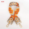 Detail of 5cm wide bohemian geometric orange shoulder strap with gold metal buckle - Gold Hardware / A105